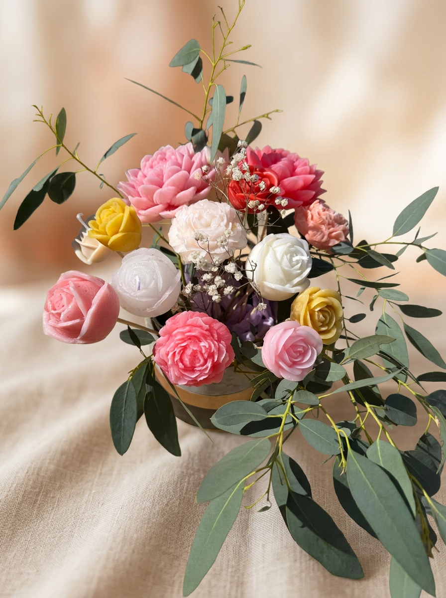 Bouquet de fleurs en cire façonnées à la main — Les Bougies de Diana