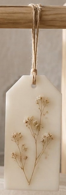 Étiquette aux fleurs séchées